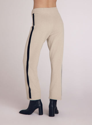 Side Stripe Straight Leg Pant in Oat & Black