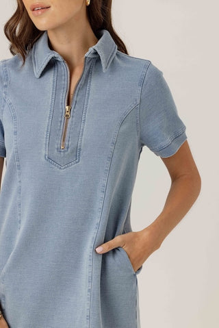 Claudine Dress in Light Wash