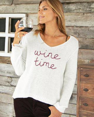 Wine Time V-Neck in Snow