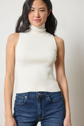 Rib Turtleneck Shell Sweater in Cream