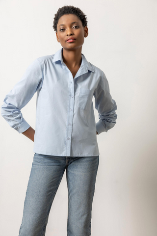 Easy Poplin Button Down in Glass