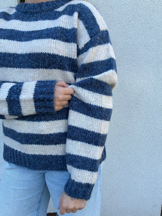 Knitted sweater with Navy & White Stripes