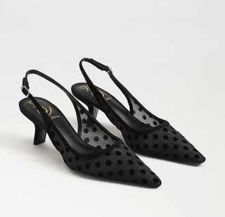 Bianka Polka Dot Mesh Slingback Pump in Black