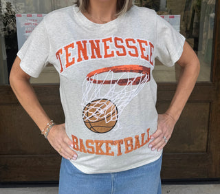 Queen of Sparkles Tennessee Basketball Tee in Grey