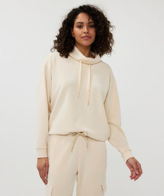 Esqualo Sweater Turtleneck Hoodie in Ivory