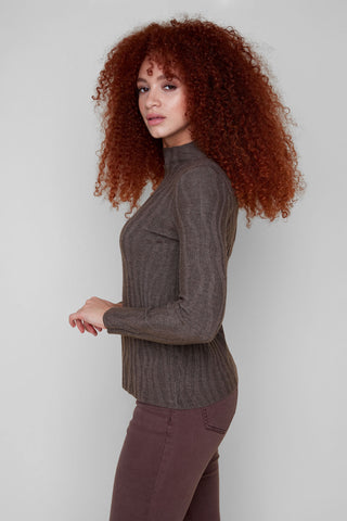 Knit Sweater in Heather Chocolate