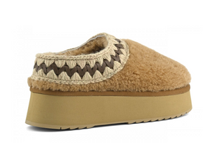 Platform Clog Curly Skeepskin In Cognac