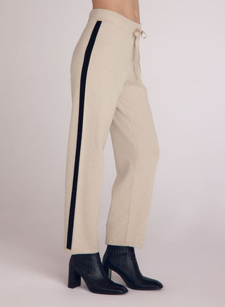 Side Stripe Straight Leg Pant in Oat & Black