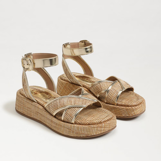 Nylie Platform Ankle Strap Sandal In Bleached Beechwood