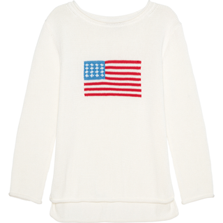 Summer Mid-Weight Sweater - America Flag in Ivory