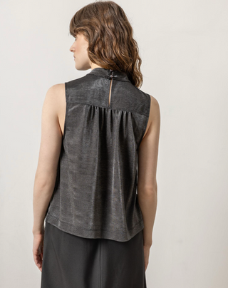 Sparkle Sleeveless Mock Neck in Black Sparkle