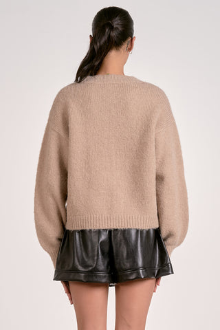 Bow Sweater Cardigan in Macchiato