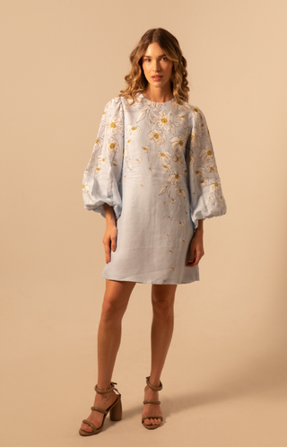 Fiorella Mini Dress in Baby Blue Daisy