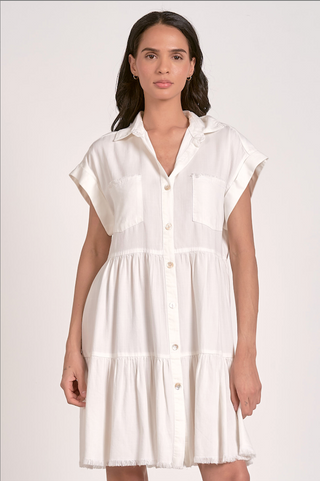 Shirt Flair Dress in White
