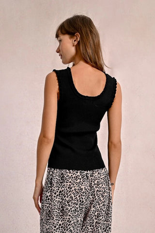 Ladies Knitted Tank Top in Black