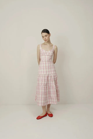 Idilio Dress in Ivory/Pink