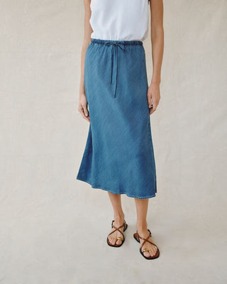 Bias Skirt with Tie in Moonlit Wash