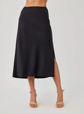 Amara Side Slit Bias Skirt in Black