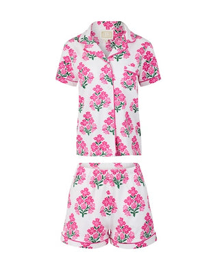 Megan Short Pajama Set in Hibiscus Block Print