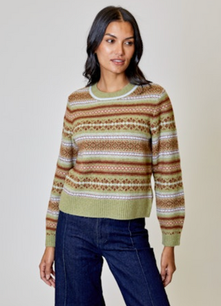Crewneck Fairisle Sweater in Airstream Combo