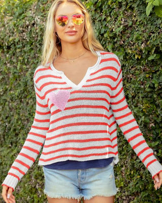 Wooden Ships Eloise Henley Top in White Red