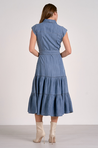 Caroline Midi Dress in Blue Dark Wash