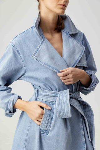 Maxine Coat in Light Wash