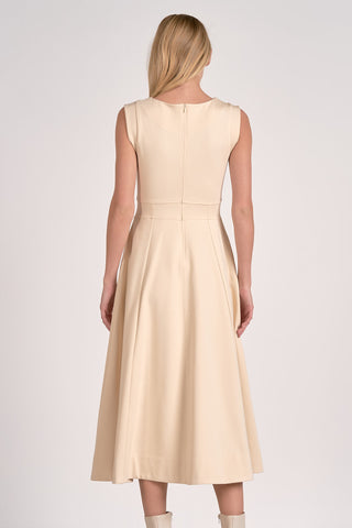 Flair Midi Sleeveless Dress in Stone