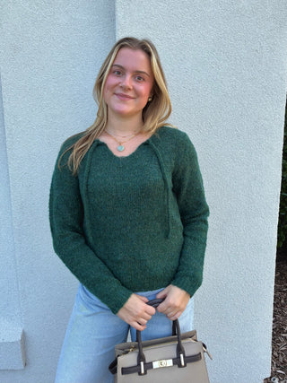 Green Textured Knit Sweater