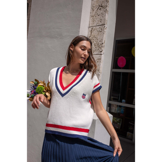 Mckenna Sweater Vest - American Flag Shield