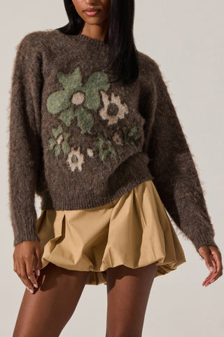 Conetta Sweater in Brown Green Floral