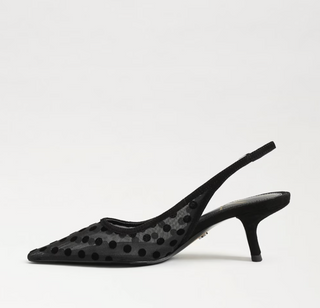 Bianka Polka Dot Mesh Slingback Pump in Black