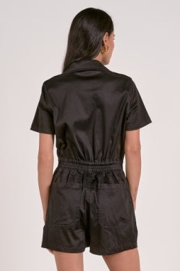 Short Sleeve Romper in Black