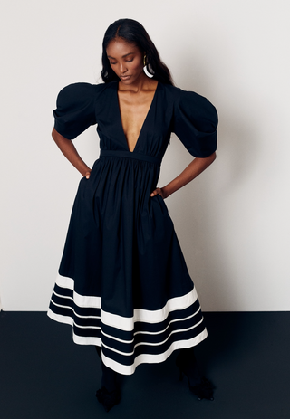 Miel Dress in Black/White