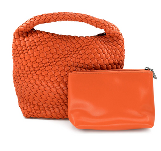 Woven Mini Hobo Bag in Orange