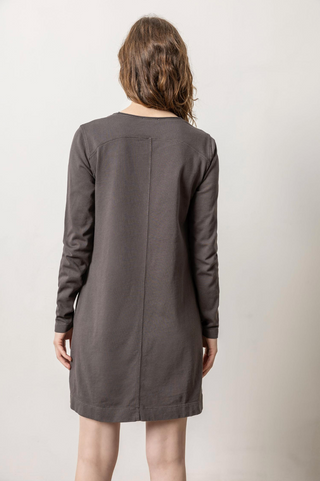 Front Seam Crewneck Dress in Iron