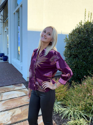 Elsa Blouse in Wine Floral