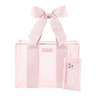 Bow Beach Tote with Phone Pouch in Ballet Pink