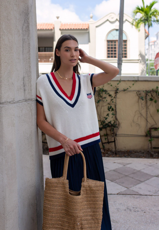 Mckenna Sweater Vest - American Flag Shield