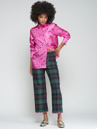 Plaid Trouser With Pink Scallops