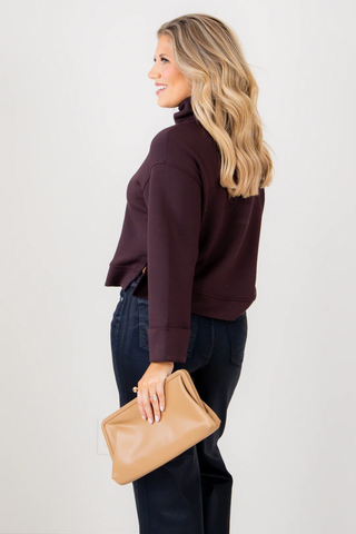 Air Essential Cropped Turtleneck in Truffle Brown