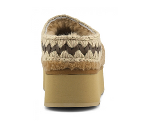 Platform Clog Curly Skeepskin In Cognac