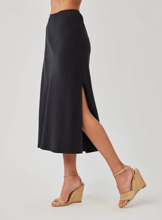 Amara Side Slit Bias Skirt in Black
