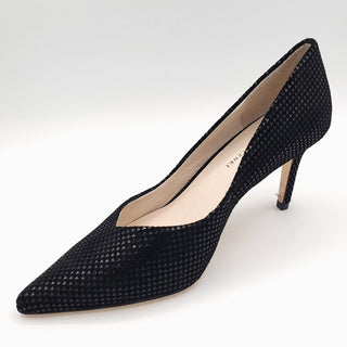 Franky Heel in Black Micro Heart Suede