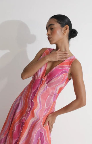 Isla Stripes Dress in Pink