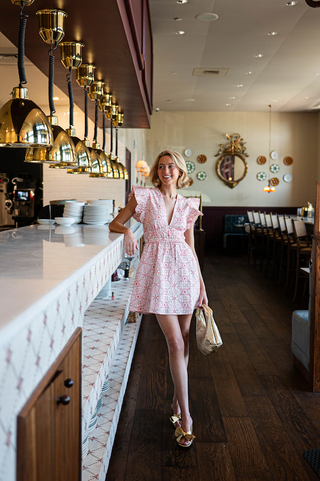 Sail to Sable Flutter Sleeve Dress in Blush