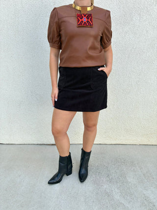 Short Black Corduroy Skirt
