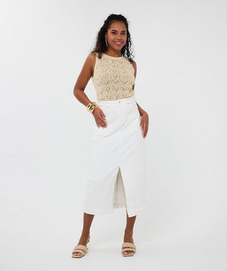 Maxi CF Split Skirt in Off White