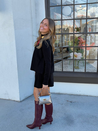 Flared Neck Sweater in Black