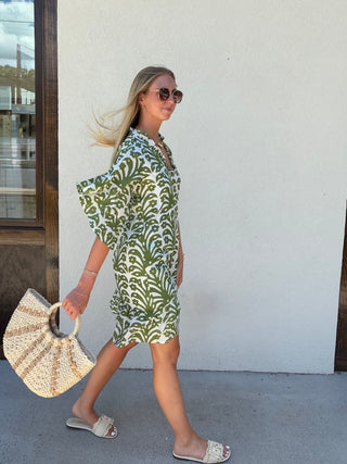 Soleil Mini Dress in Grass Ikat